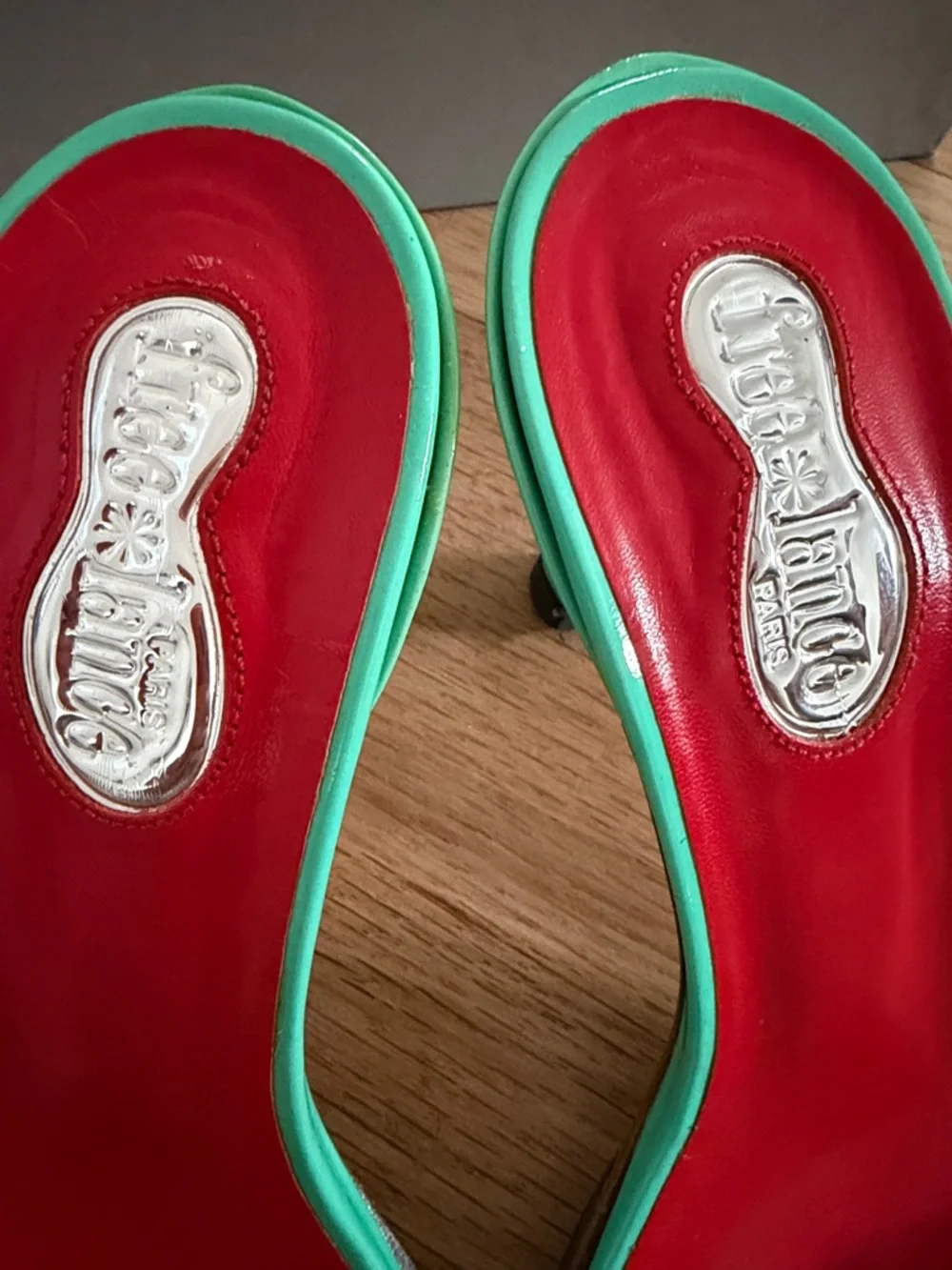 NWT! Free Lance Paris Unworn Vintage Turquoise Patent Slide Heels women sz 37.5